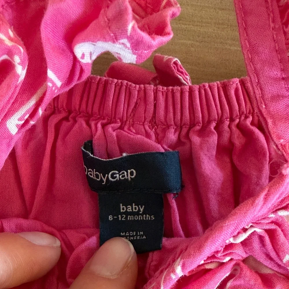 BabyGap‎ Pink Kite Print Ruffle Strap Sleeveless Dress Baby 6-12 Months - Picture 2 of 4